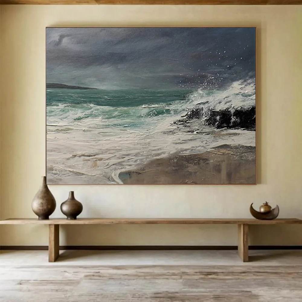 Waves Handmade Coastal Abstract Artwork 471ZU